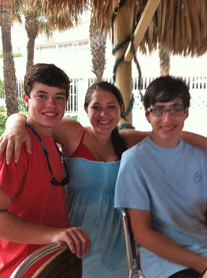 George, Rachel, and John at the pool